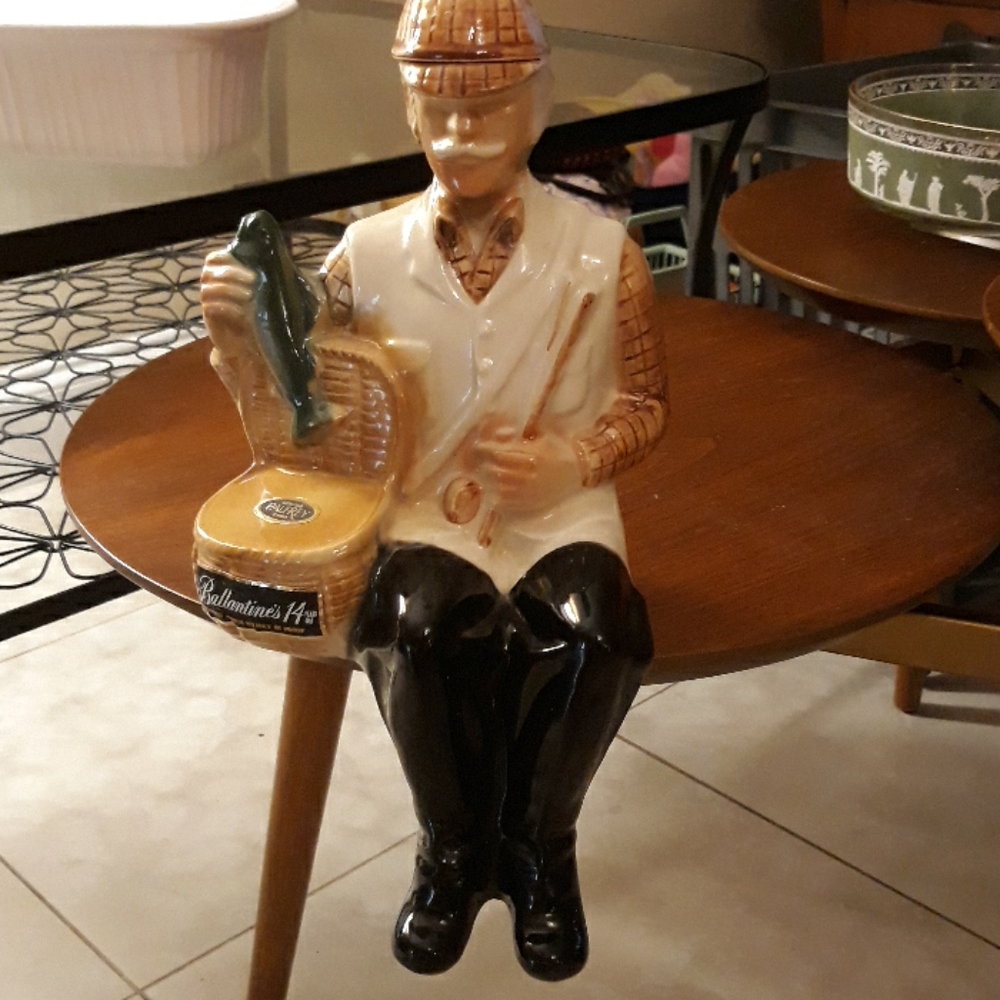 Vintage Ballantines Whiskey Fisherman Decanter